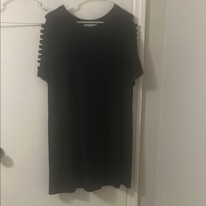 Black Short Sleeve Dress with Cut-Out Details